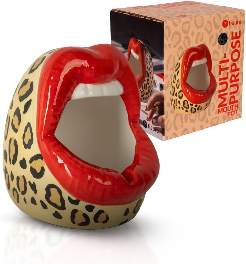 Fisura – Cendrier original “boca” motif léopard